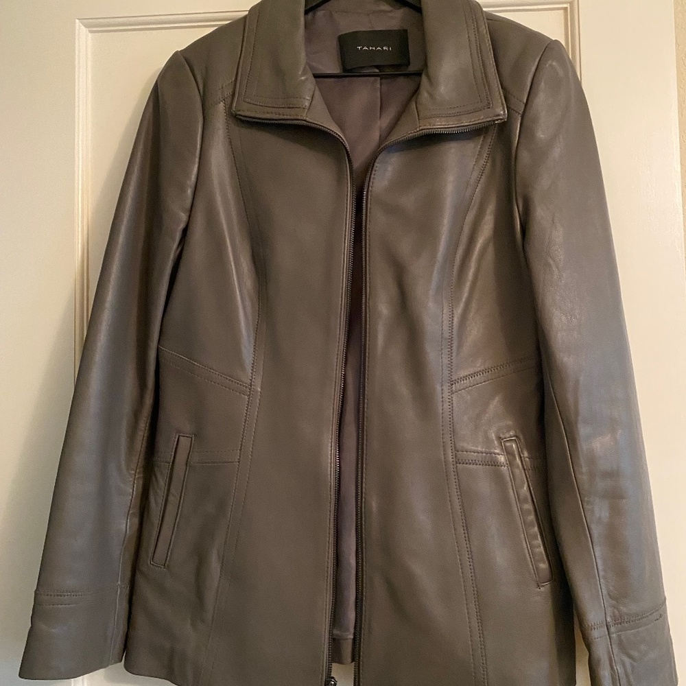 Grey leather blazer